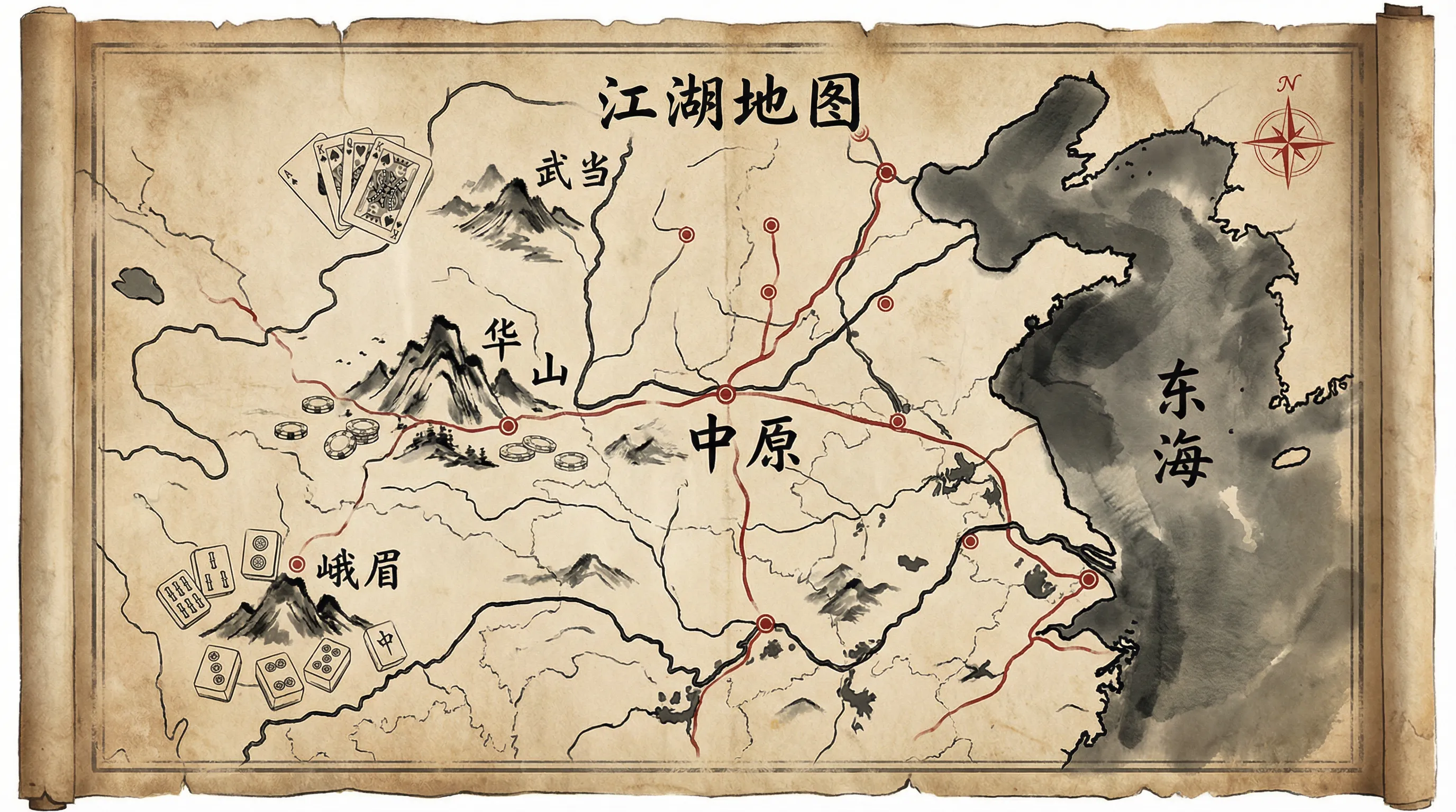 江湖地图上华山派德州扑克的位置标注